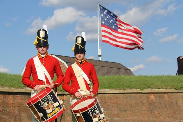 MD Fort McHenry Nat Mon and Hist Shrine - Soldiers with Drums - NPS